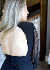 Leah | Timeless Gothic Black Tie Wedding Dress Elegance Modest Long Sleeve Gowns - Black - PromDressClub